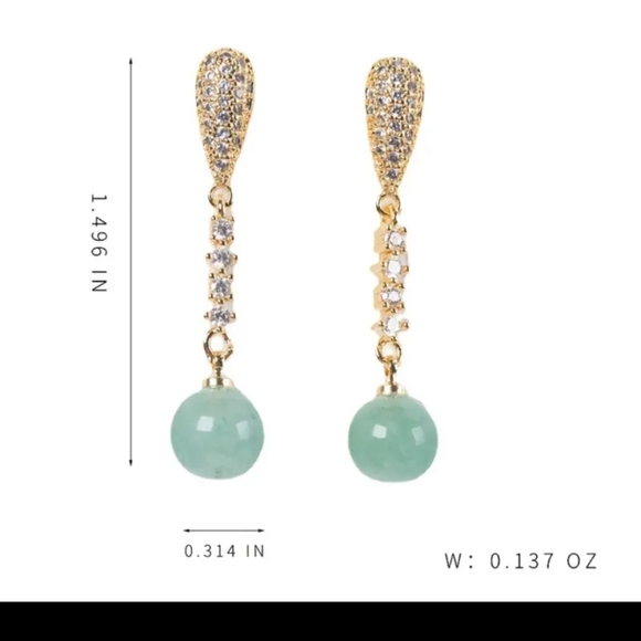 NWT Adventurine Stone with 18k gold plated earrings. - Picture 2 of 8